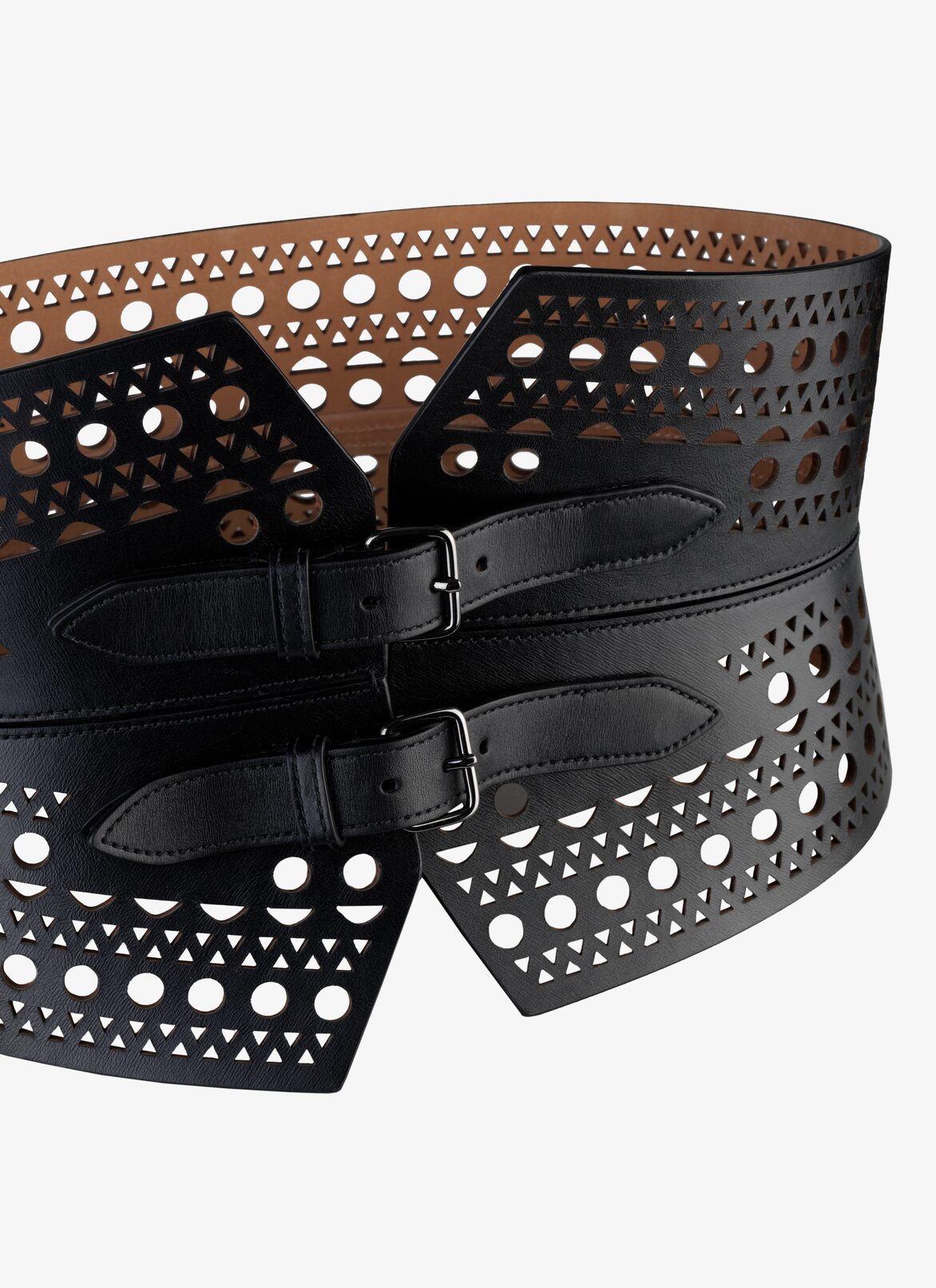 OPENWORK LEATHER CORSET BELT ALAÏA BLACK OPENWORK LEATHER CORSET BELT